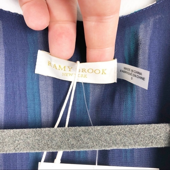 Ramy Brook Printed Hazel Striped Ruffle Long Sleeve Midi Dress Size 0 Blue Party - Picture 8 of 9